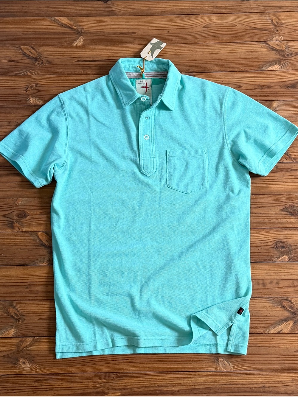 Relwen Pique Slot Polo Shirt Men's Sky Blue Short Sleeve